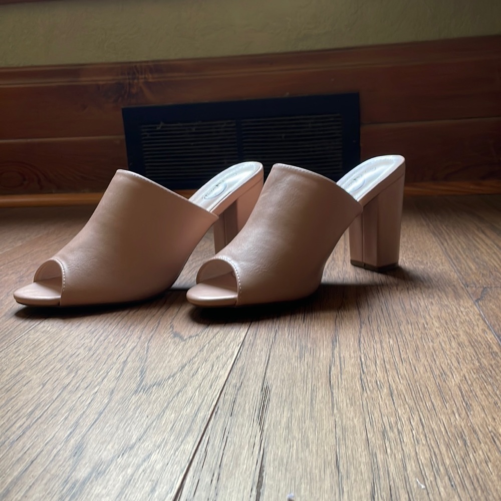 Peep Toe Chunky Heel Mules